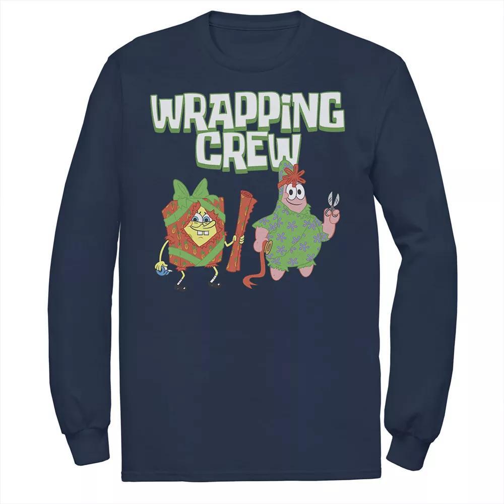 Men's Nickelodeon Spongebob Squarepants Patrick Wrapping Crew Christmas Long Sleeve Graphic Tee,  Product Image