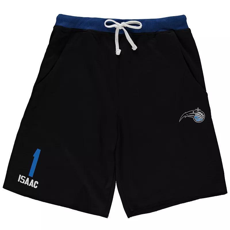 Men's Jonathan Isaac Black Orlando Magic Big & Tall French Terry Name & Number Shorts, Size: XLT, Mag Black Product Image