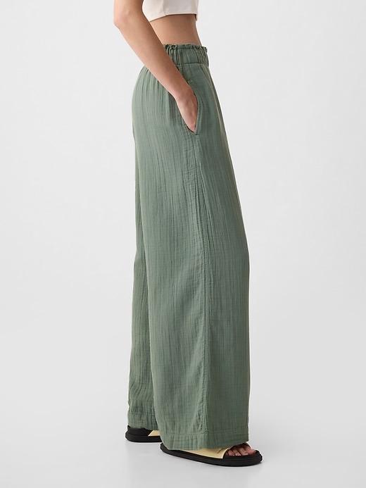 Mid Rise Crinkle Gauze Wide-Leg Pants Product Image