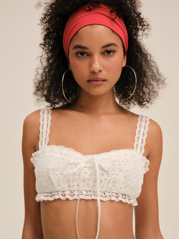 Daisy Lace Midi Skirt — White Product Image