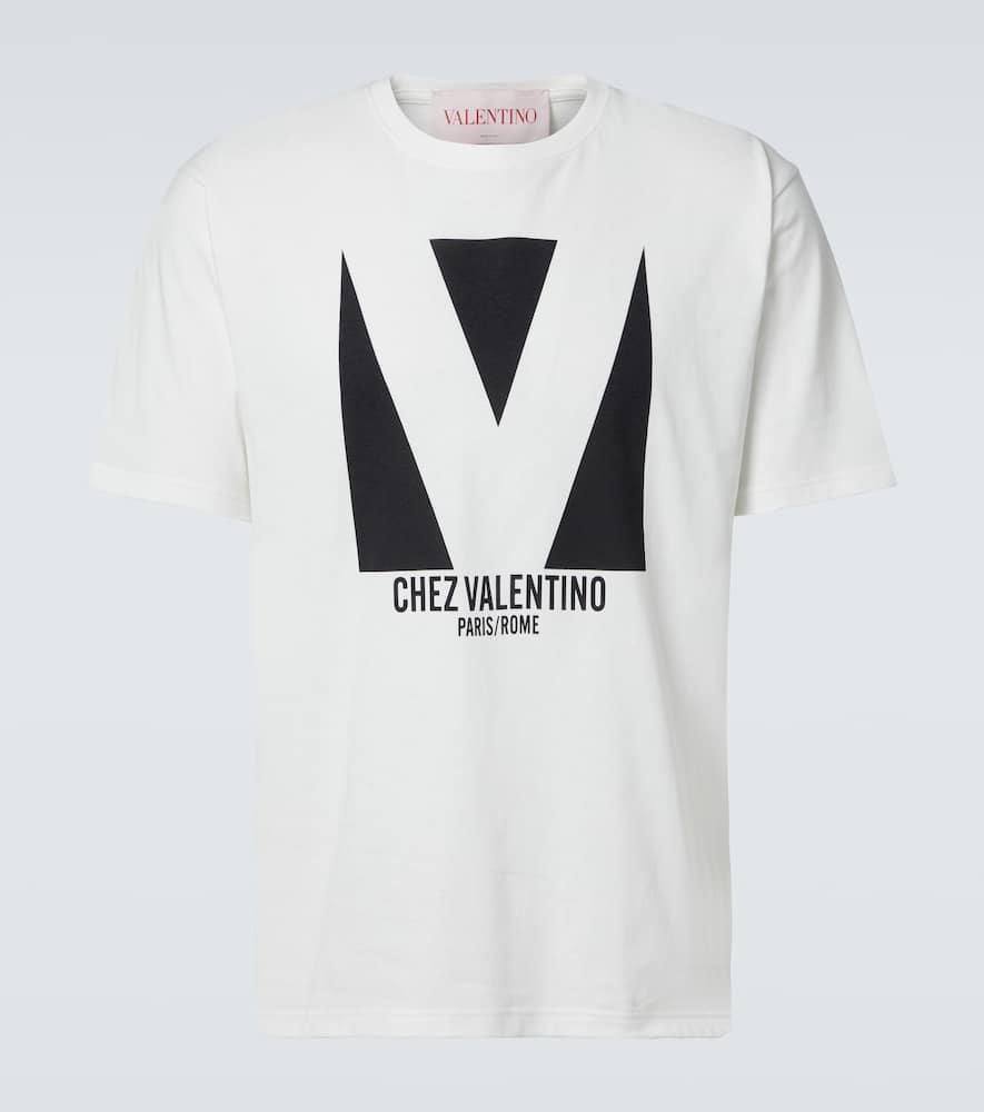 VALENTINO Mens Avorio Logo-print Crew-neck Cotton-jersey T-shirt Product Image
