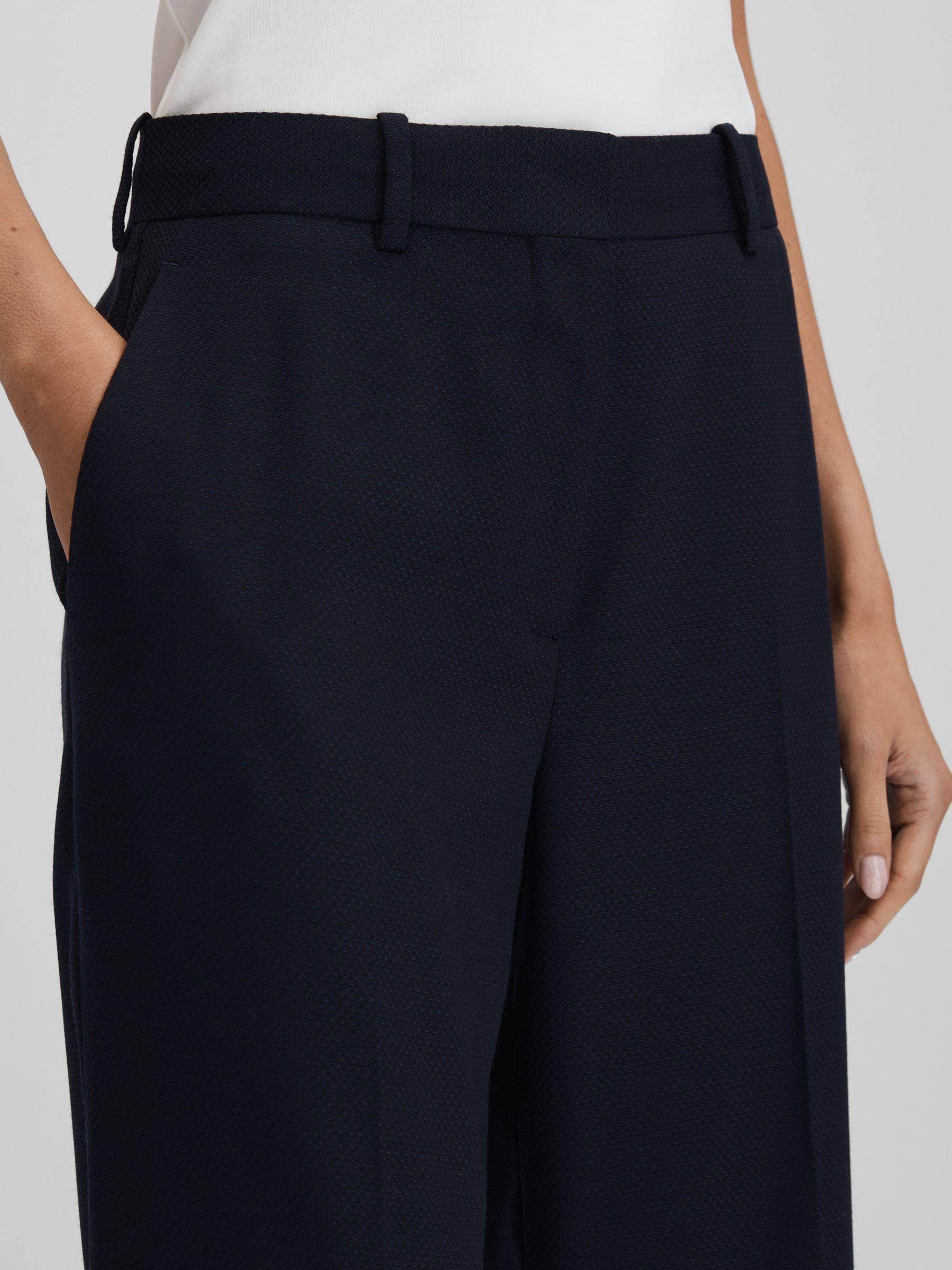 Wool Blend Wide Leg Suit Trousers in Navy Product Image