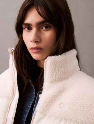 Calvin Klein Womens Classic Sherpa Puffer Jacket - White - XL Product Image