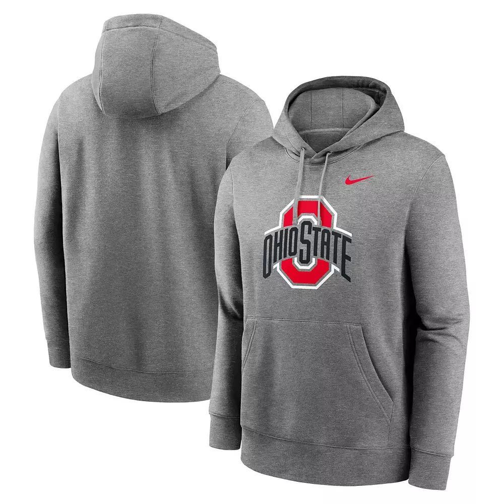 Men's Nike Heather Gray Ohio State Buckeyes Primetime Evergreen Club Fleece Pullover Hoodie, Size: Small, Grey Product Image