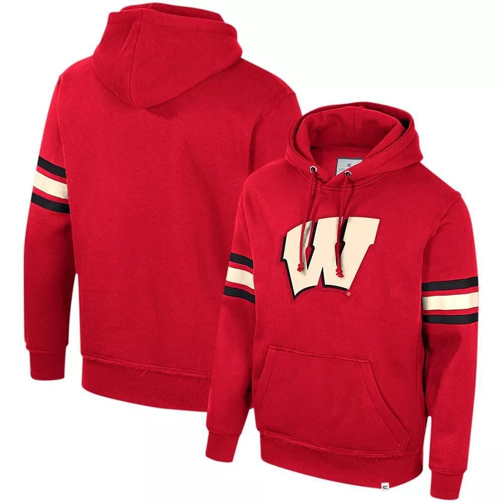 Men's Colosseum Red Wisconsin Badgers Saluting Pullover Hoodie, Size: Large Product Image