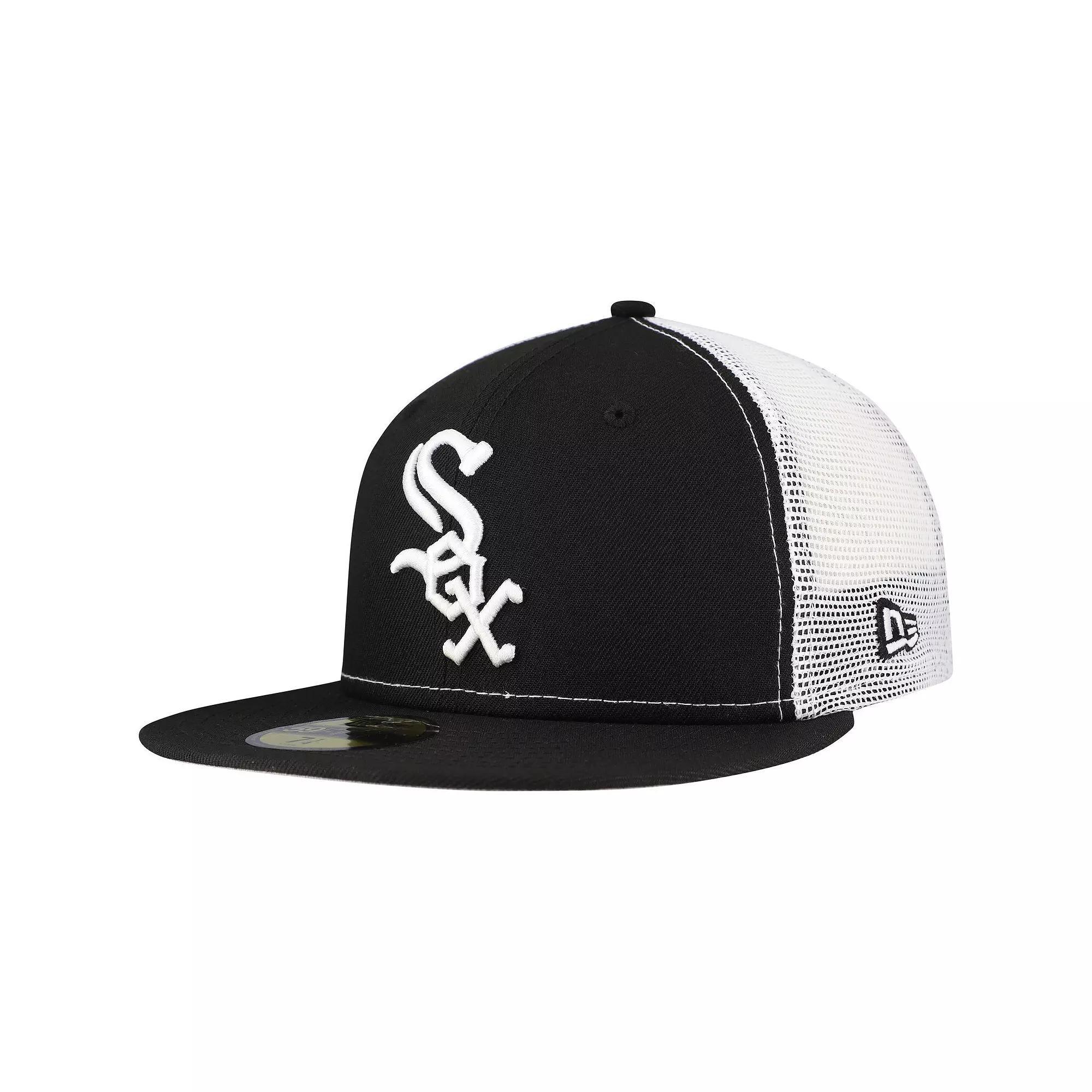 Men's New Era Black Chicago White Sox Team Color 59FIFTY Trucker Fitted Hat, Size: 7 1/2 Product Image