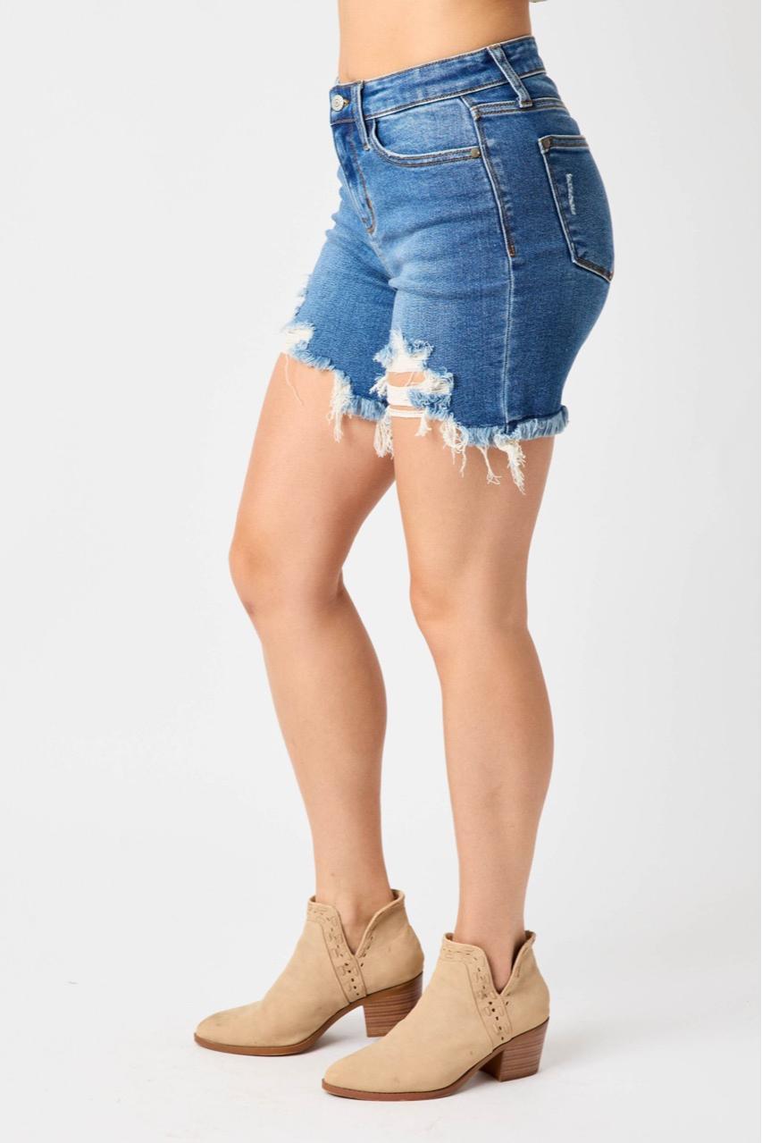 Plus Distressed Fray Hem Short Product Image