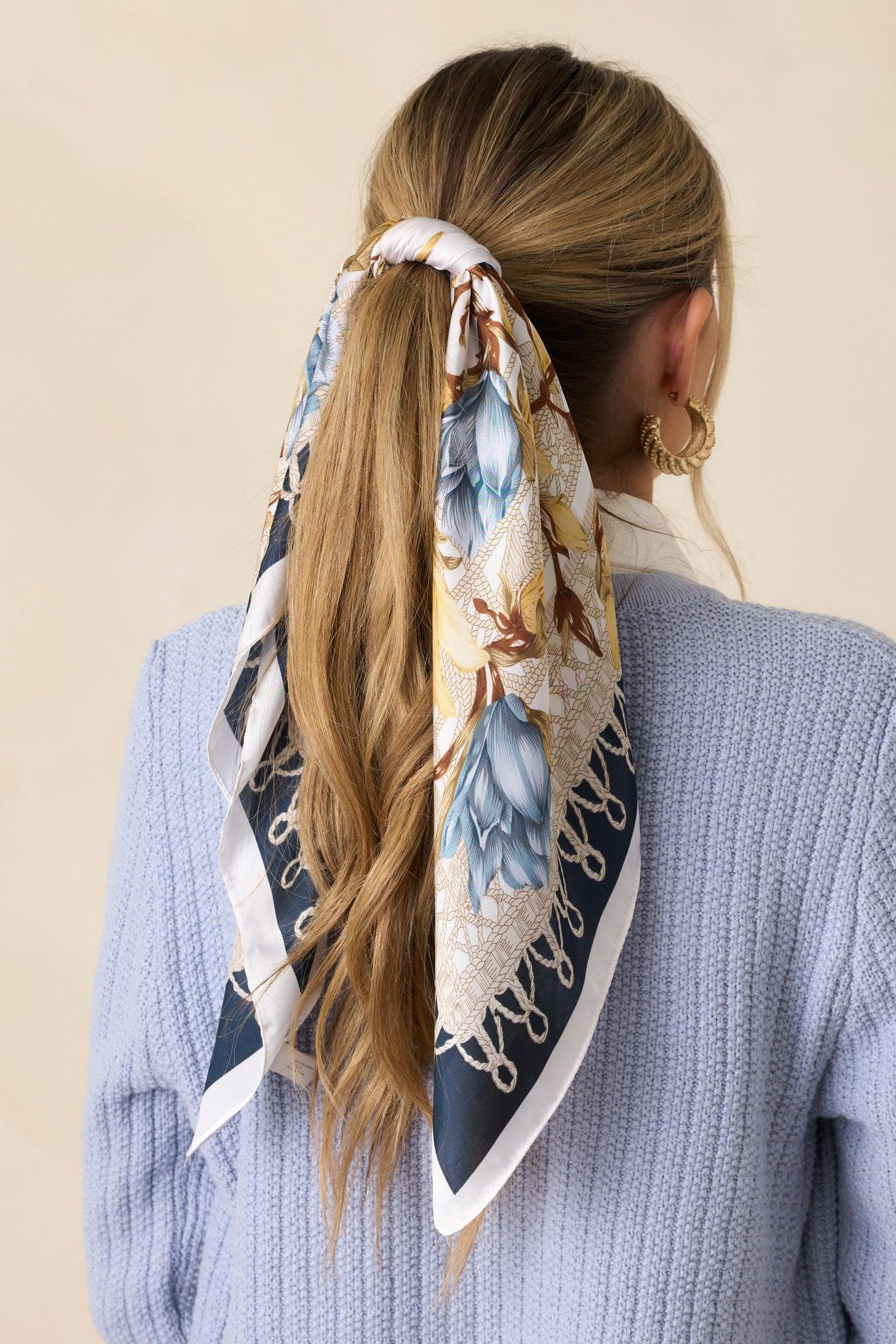 From The Top Navy Floral Print Scarf Product Image