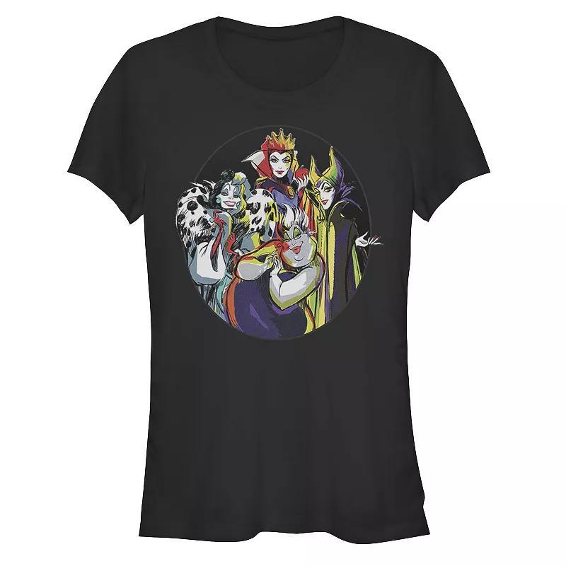 Disney Villains Ladies Group Juniors' Fitted Graphic Tee, Girl's, Size: Medium, Black Product Image