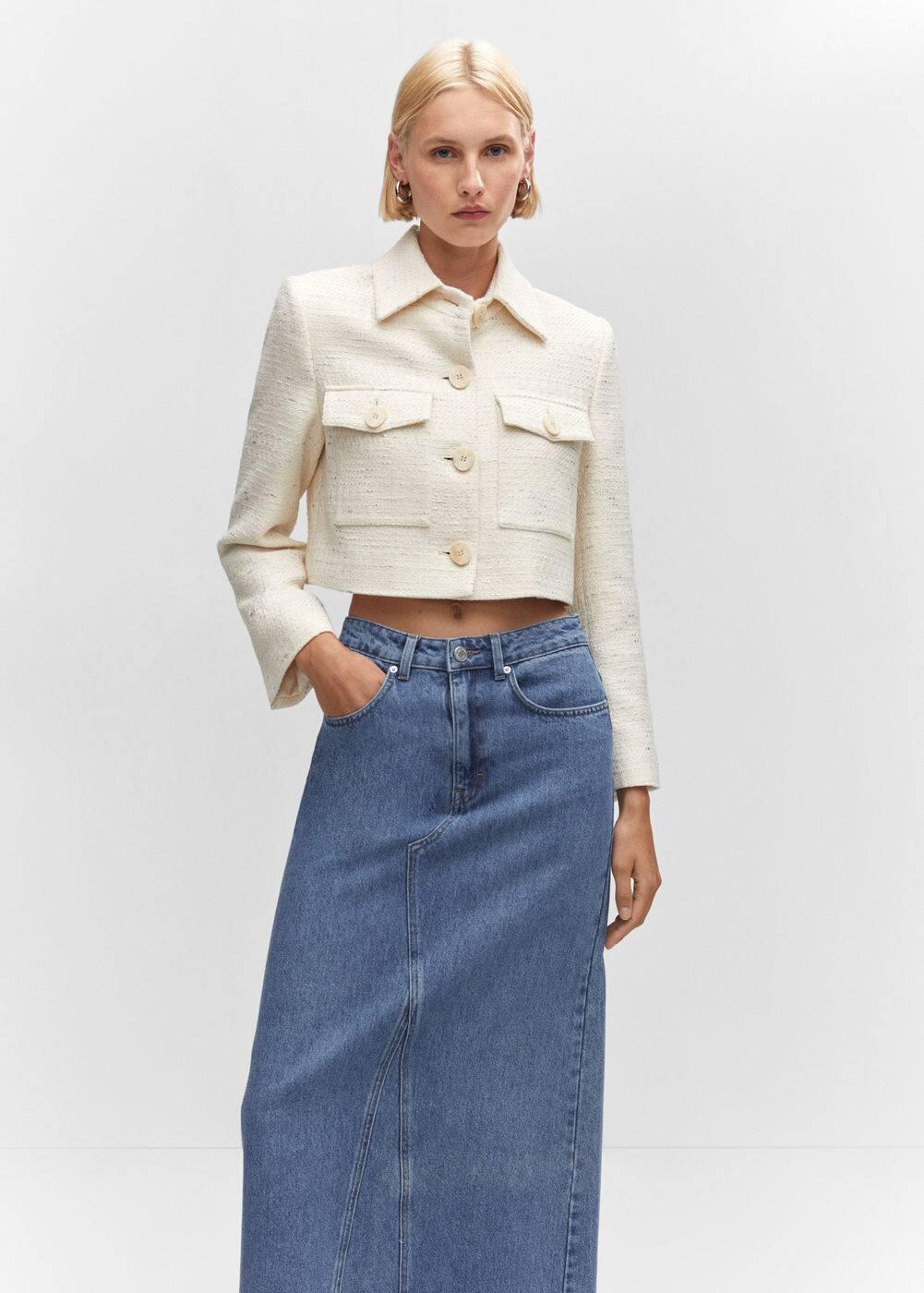 Mango Womens Denim Long Skirt Product Image