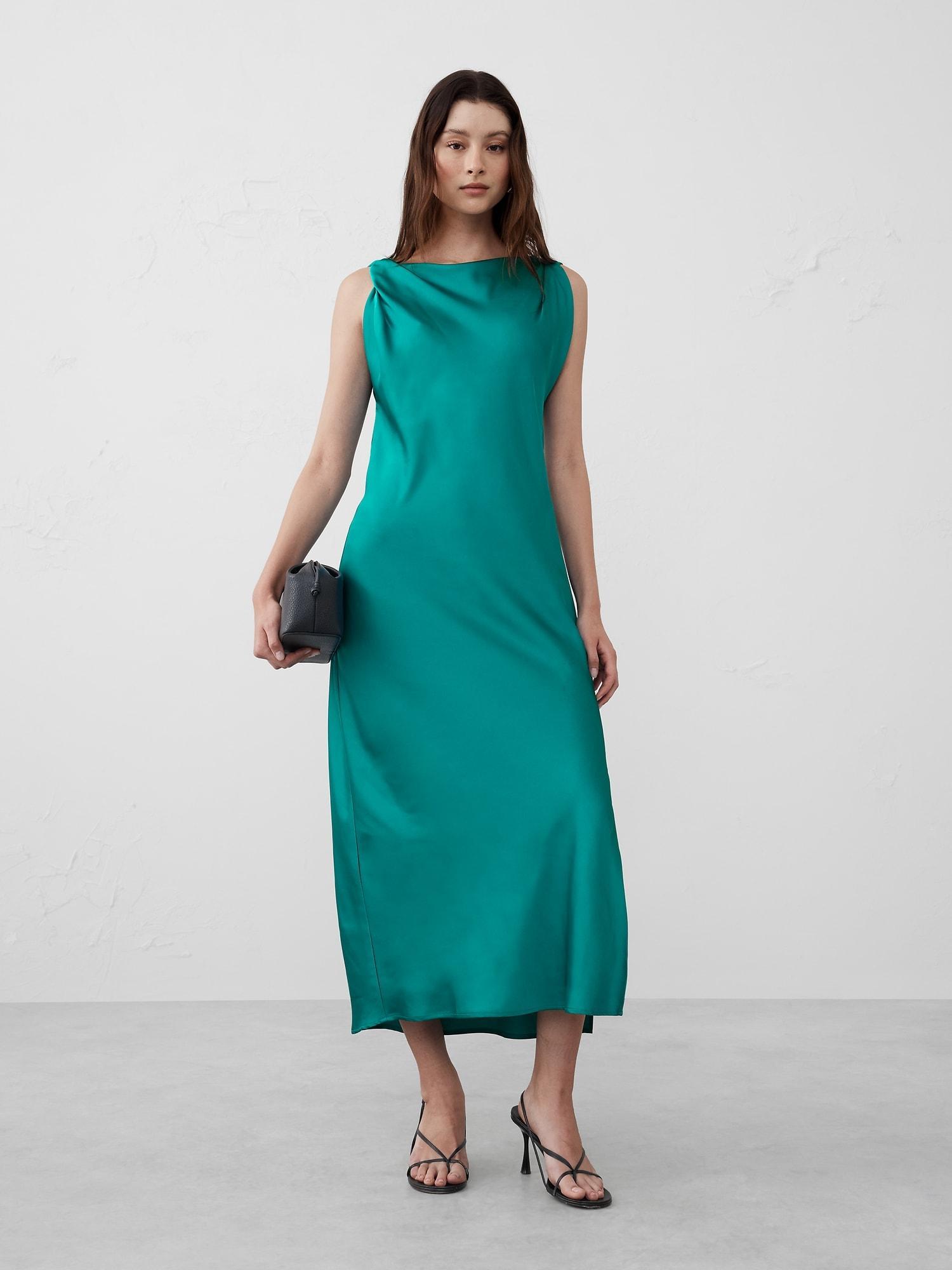 Satin Twist Shoulder Maxi Dress Product Image