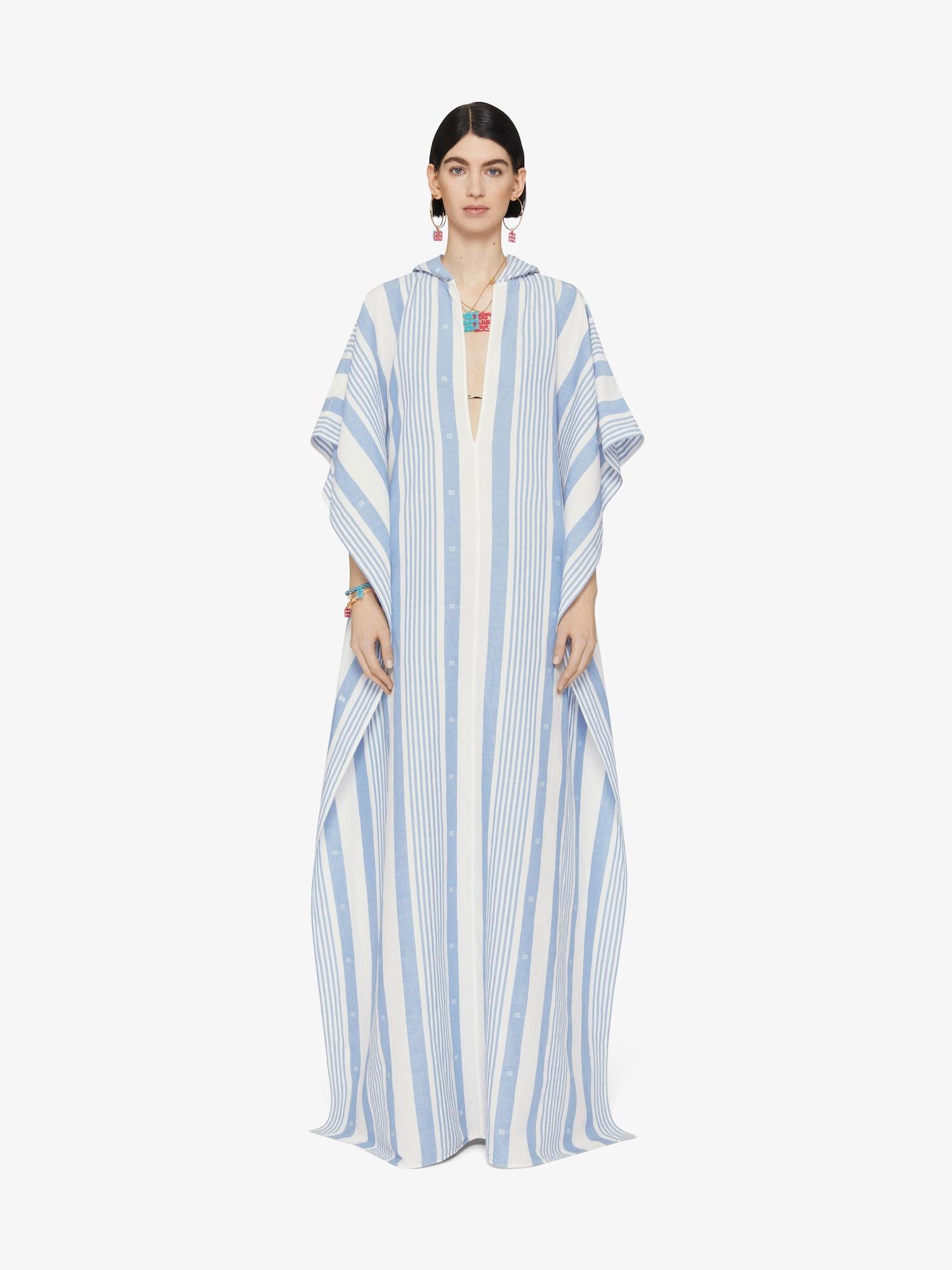 Kaftan in cotton and linen with 4G stripes Product Image