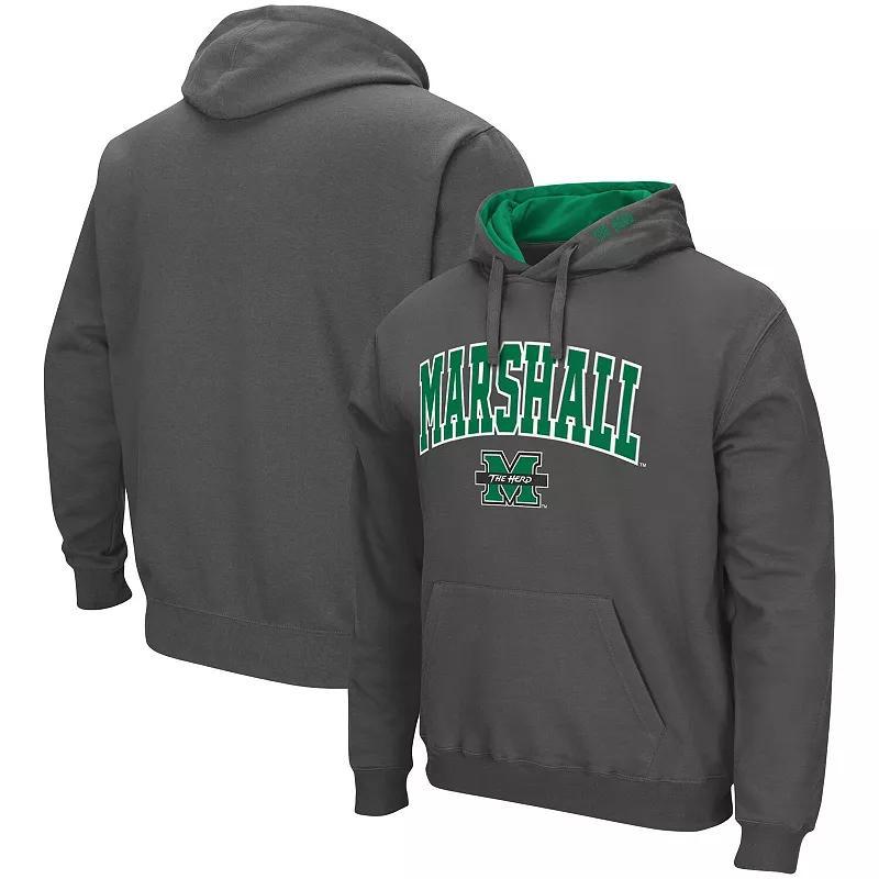 Mens Colosseum Charcoal Marshall Thundering Herd Arch and Logo Pullover Hoodie Product Image