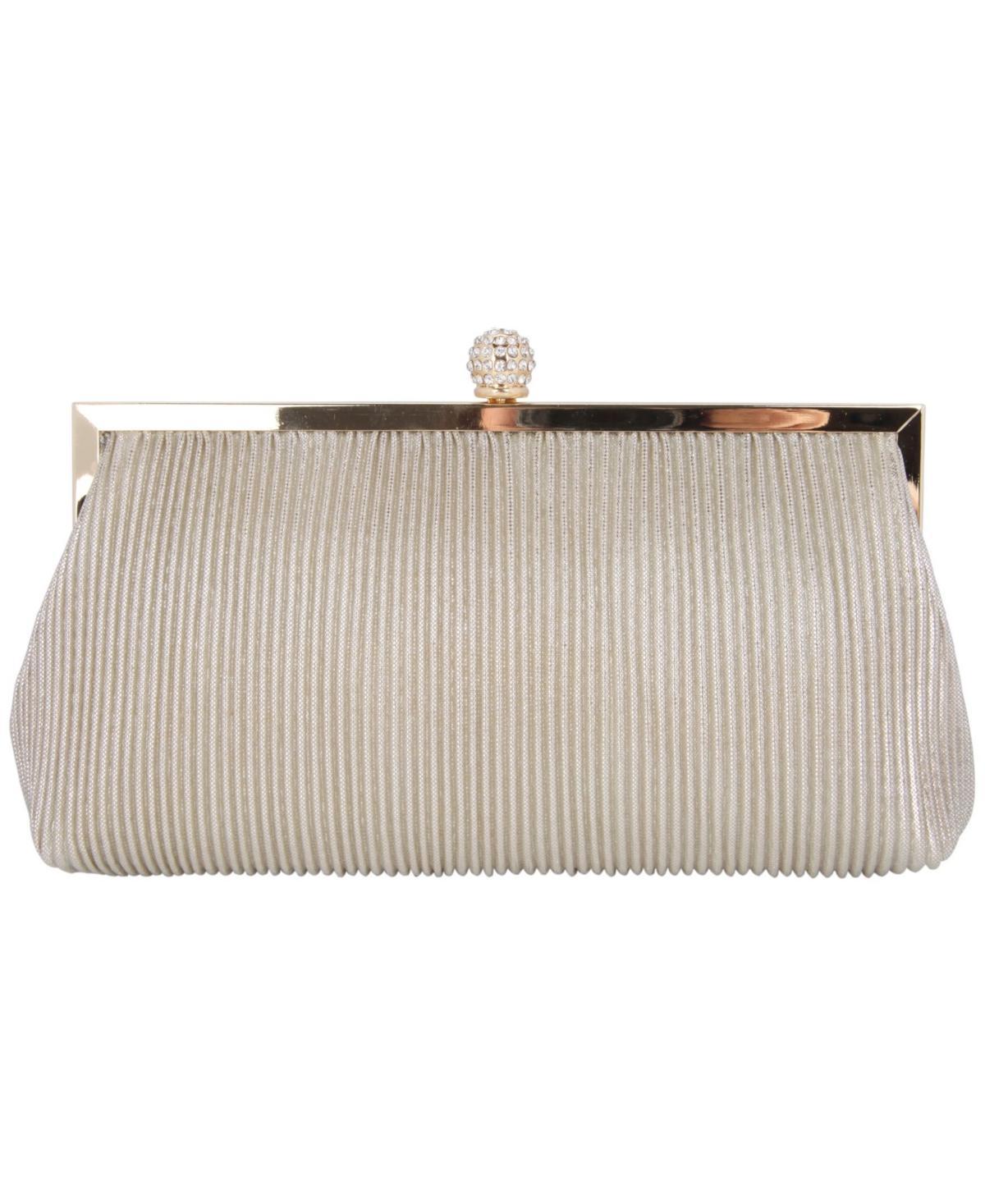 Womens Pleated Metallic Frame Clutch - Steel Product Image