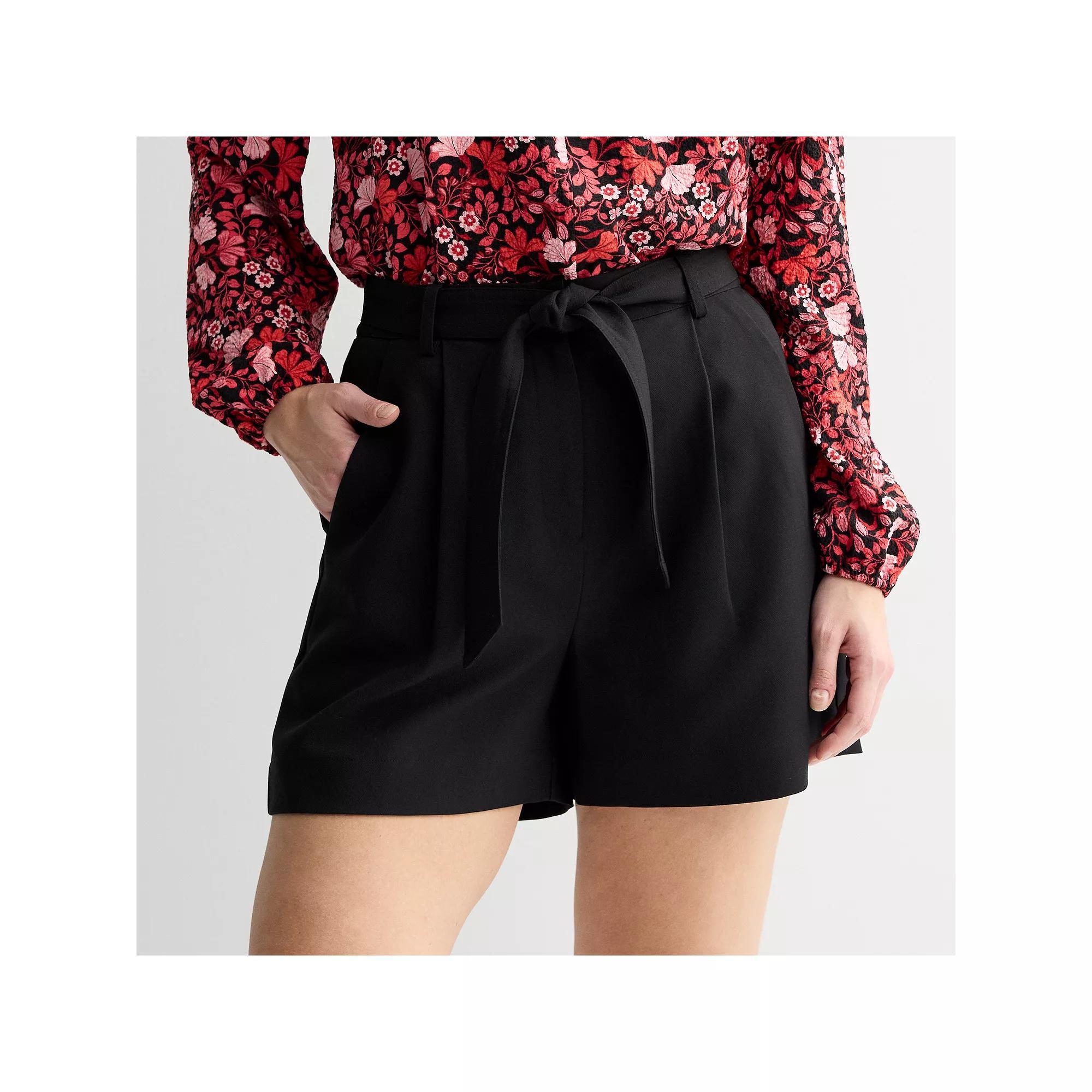 Women's Draper James Twill Belted Shorts, Size: XXL, Black Product Image