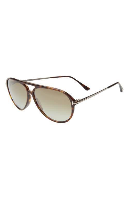 62mm Gradient Oversize Aviator Sunglasses In Dark Havana Product Image