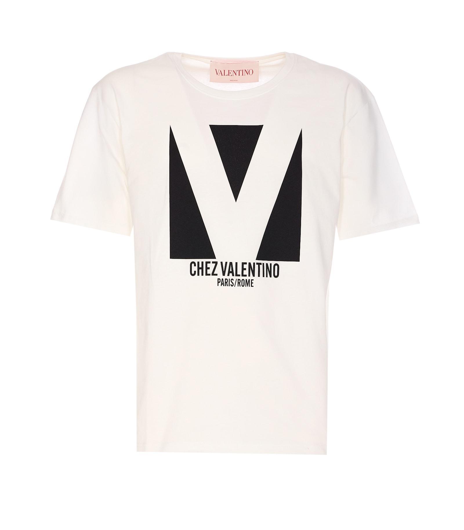 VALENTINO Mens Avorio Logo-print Crew-neck Cotton-jersey T-shirt Product Image