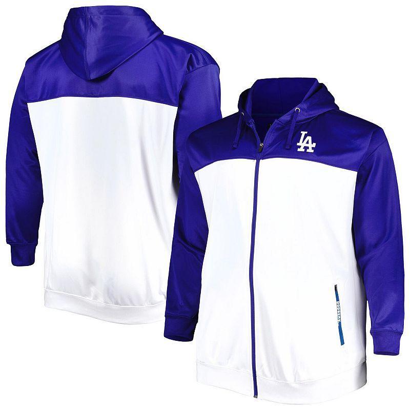 Men's Royal/White Los Angeles Dodgers Big & Tall Yoke Full-Zip Hoodie, Size: 2XB, Blue Product Image