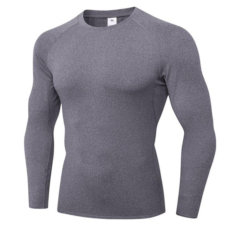 Long-Sleeve Round Neck Plain Sport T-Shirt Product Image