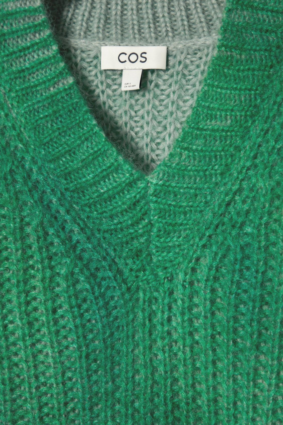 SPRAY-EFFECT MOHAIR V-NECK SWEATER Product Image