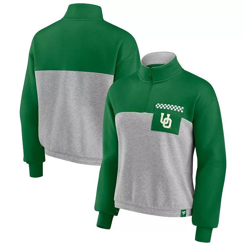 Womens Fanatics Branded /Heathered Gray Oregon Ducks Sideline to Sideline Colorblock Quarter-Zip Jacket Product Image