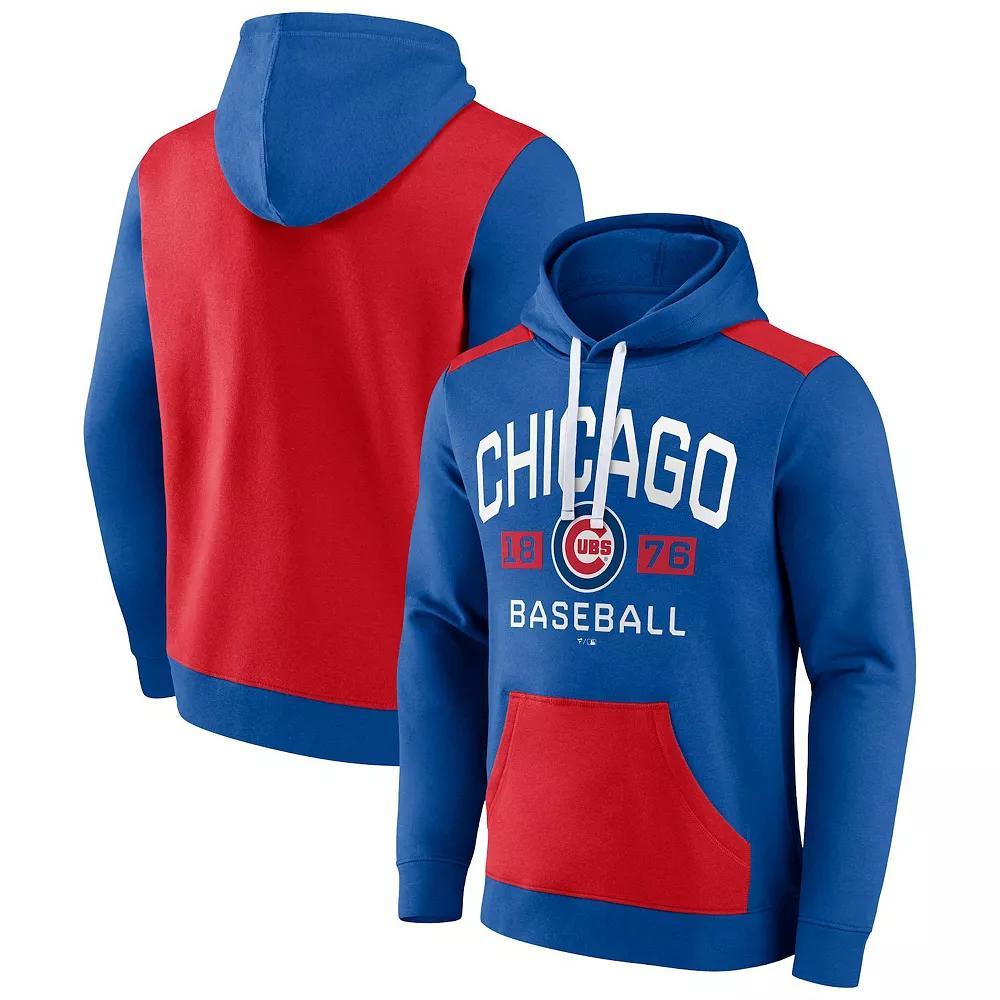 Men's Fanatics Branded Royal/Red Chicago Cubs Chip In Pullover Hoodie, Size: Medium, Blue Product Image
