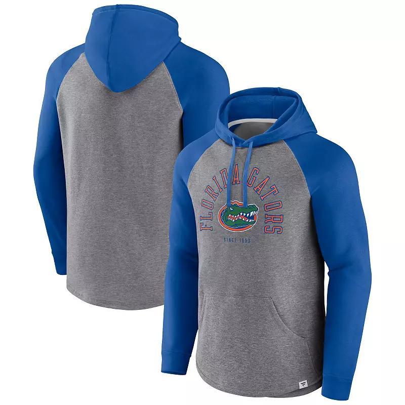 Men's Fanatics Branded Royal/Heather Gray Florida Gators Wrap Up Raglan Pullover Hoodie, Size: Medium, Blue Product Image