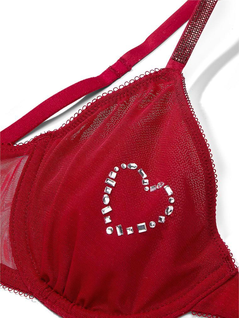 Sheer Shine Motif Unlined Low-Cut Demi Bra Product Image