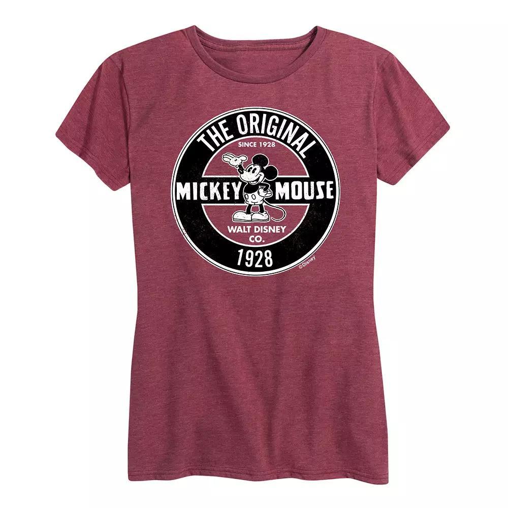 Disney's Mickey Mouse Women's Badge Graphic Tee, Size: Large, Grey Dark Red Product Image