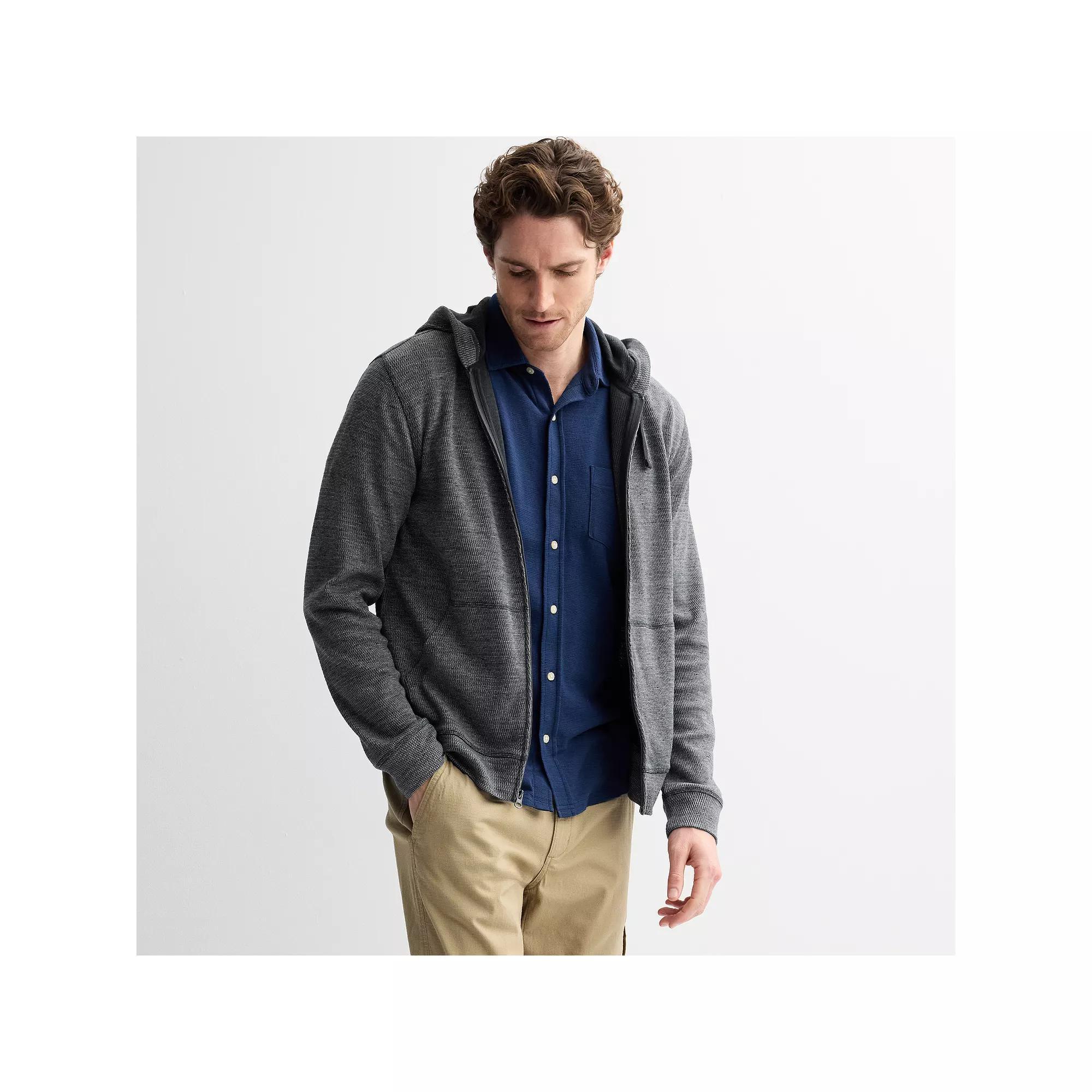 Men's Sonoma Goods For Life® The Textured Full-Zip Hoodie, Size: Large, Blue Product Image