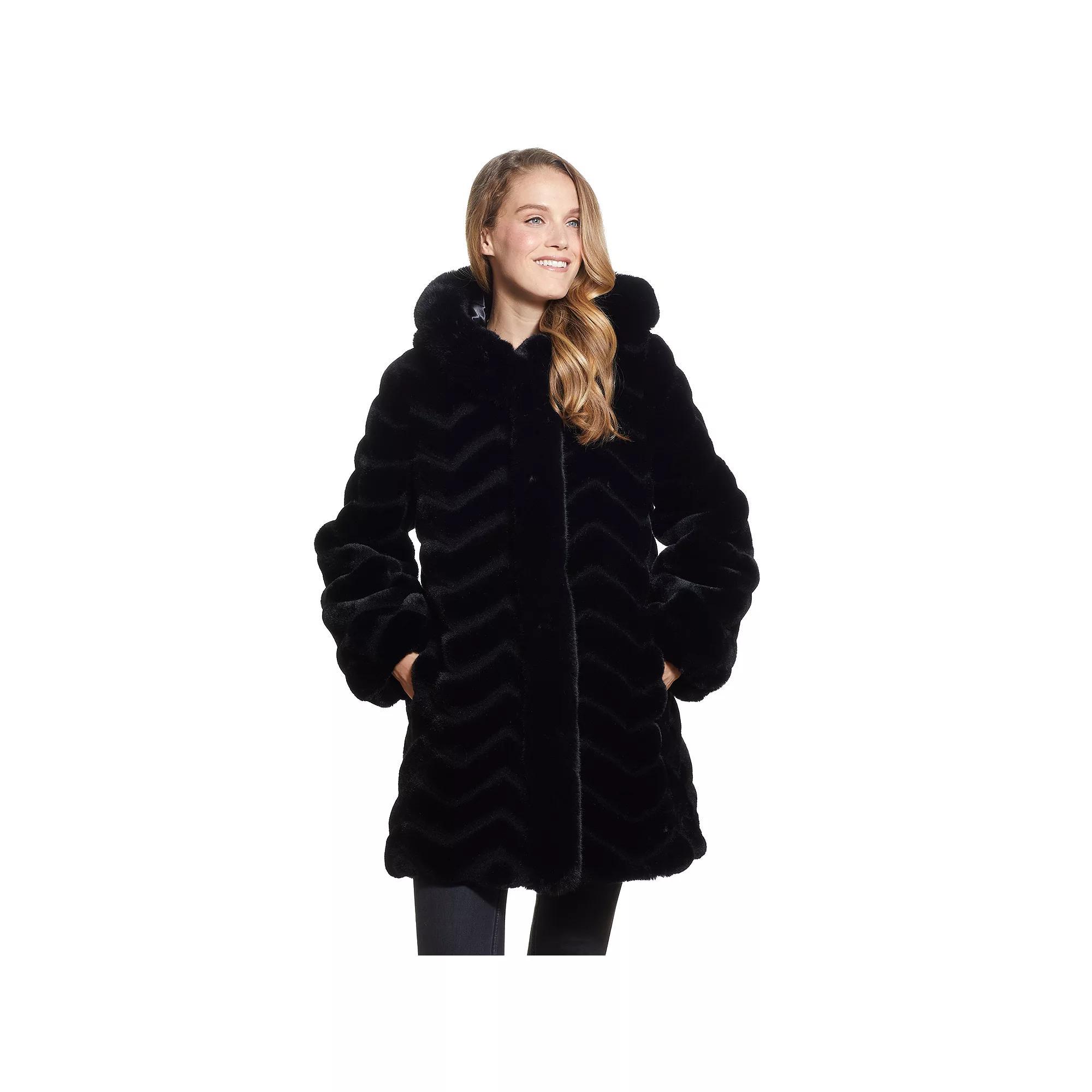 Women's Gallery Hooded Faux-Fur Walker Jacket,  Product Image
