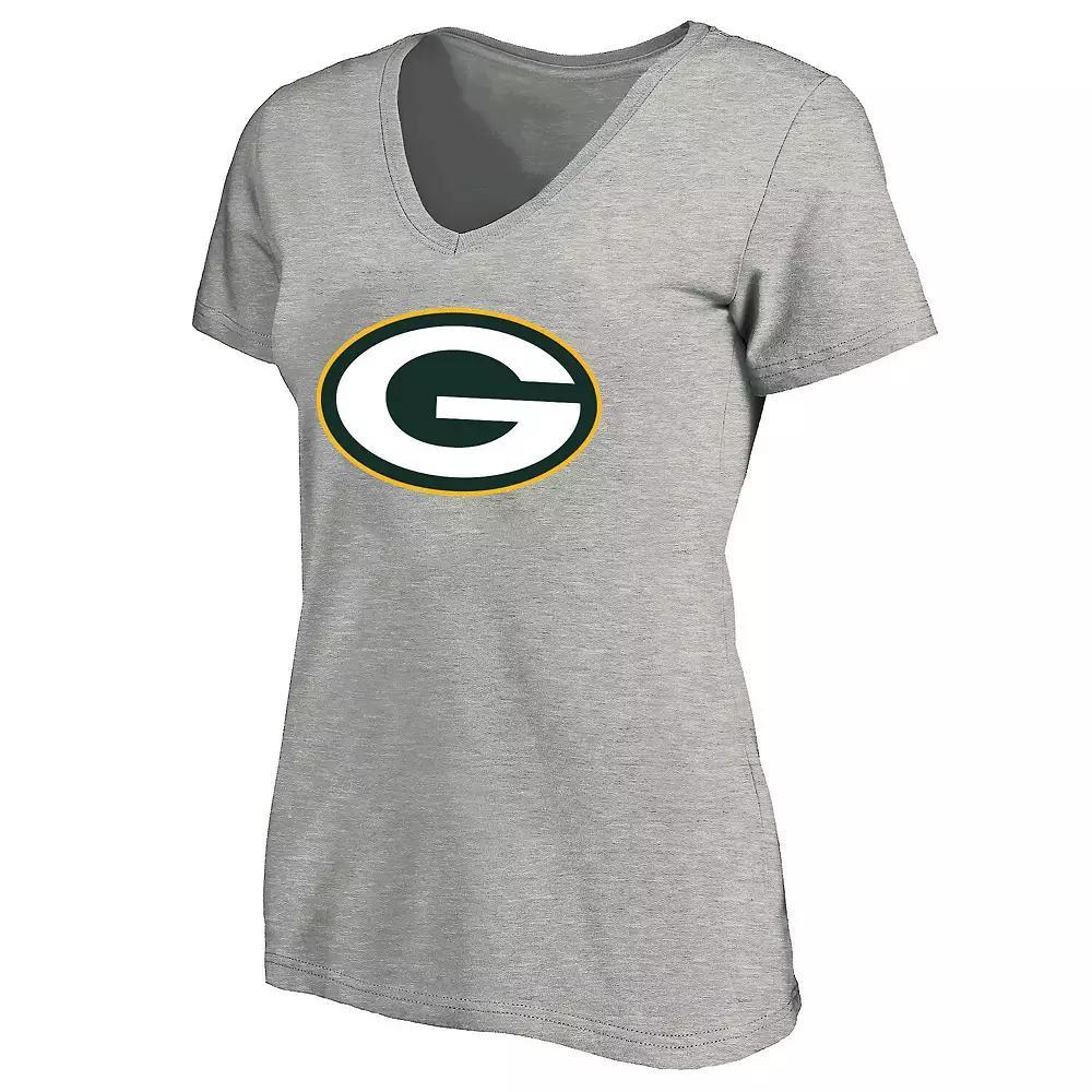 Women's Fanatics Heather Gray Green Bay Packers Plus Size V-Neck T-Shirt, Size: 1XL, Grey Product Image