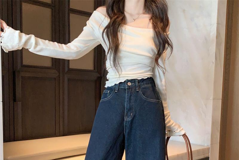 High Rise Washed Wide Leg Jeans Product Image