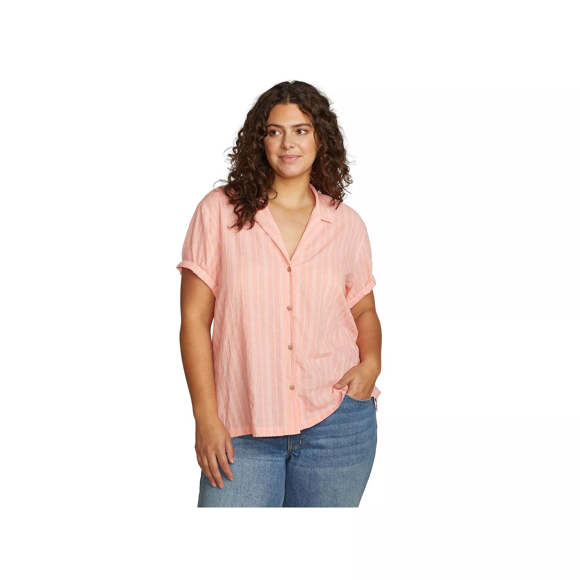 Plus Size Eddie Bauer Short-Sleeve Packable Camp Shirt, Women's, Size: 1XL, Seagreen Product Image