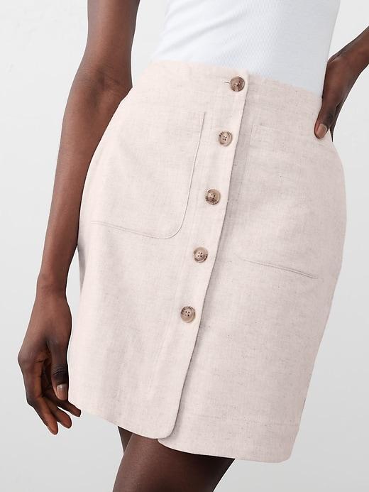 Linen-Blend A-Line Mini Skirt Product Image