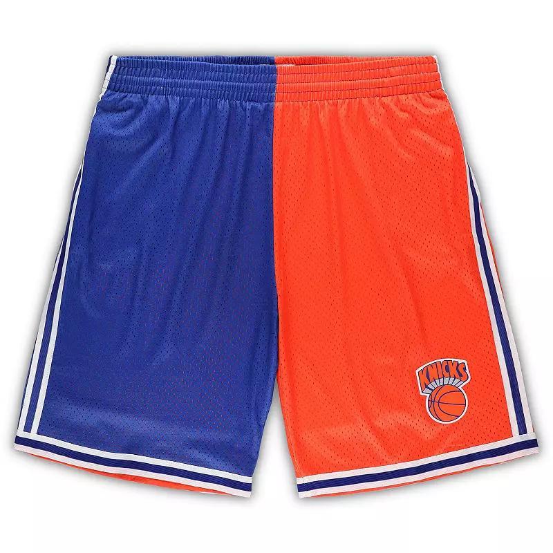 Men's Mitchell & Ness Blue/Orange New York Knicks Big & Tall Hardwood Classics Split Swingman Shorts, Size: 3XB Product Image