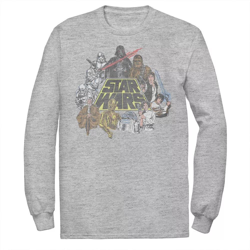 Men's Star Wars Classic Characters Cast Line Art Long Sleeve Tee,  Product Image