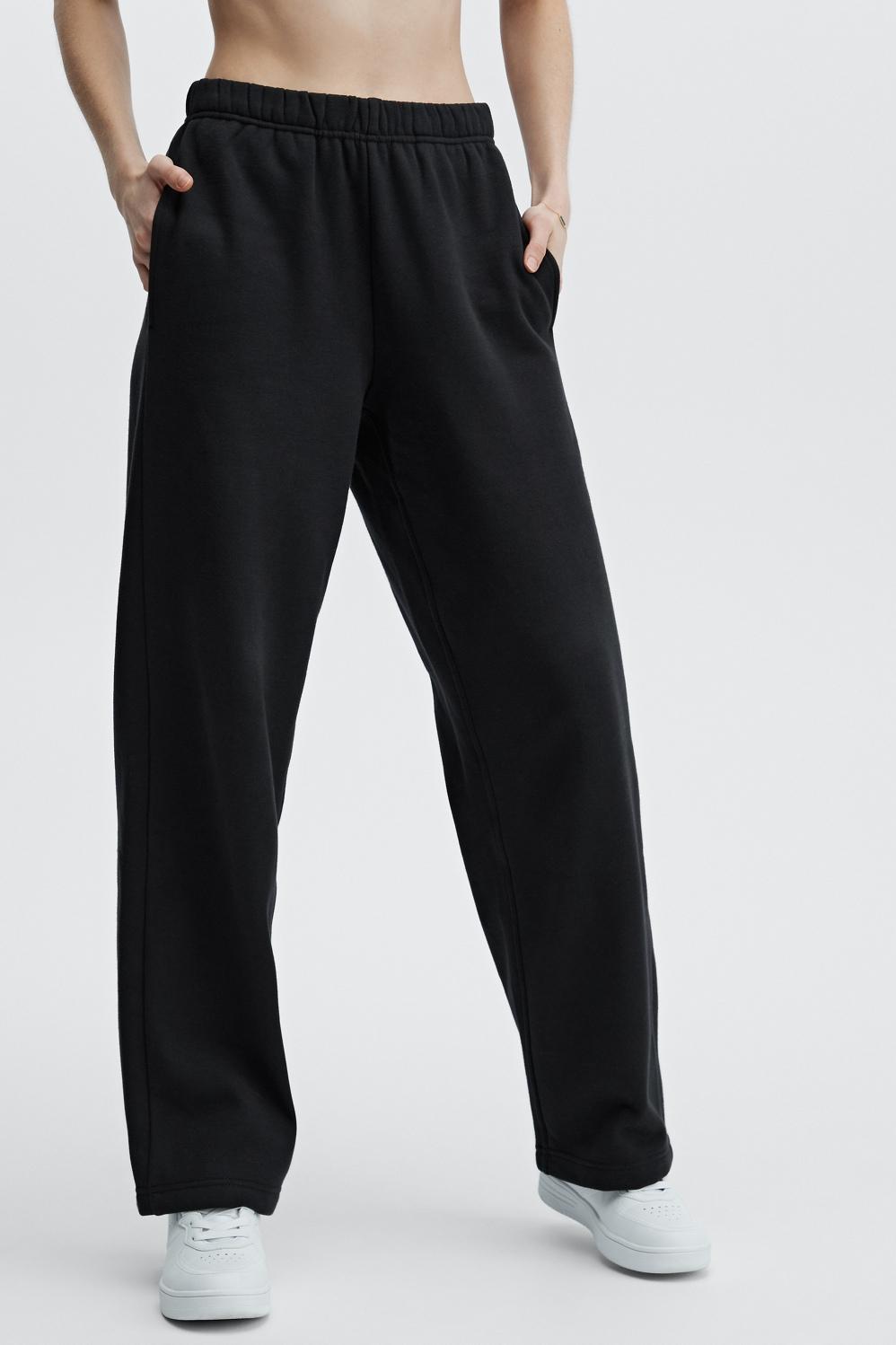 Fabletics Go-To Wide Leg Sweatpant Womens black Size XS Product Image