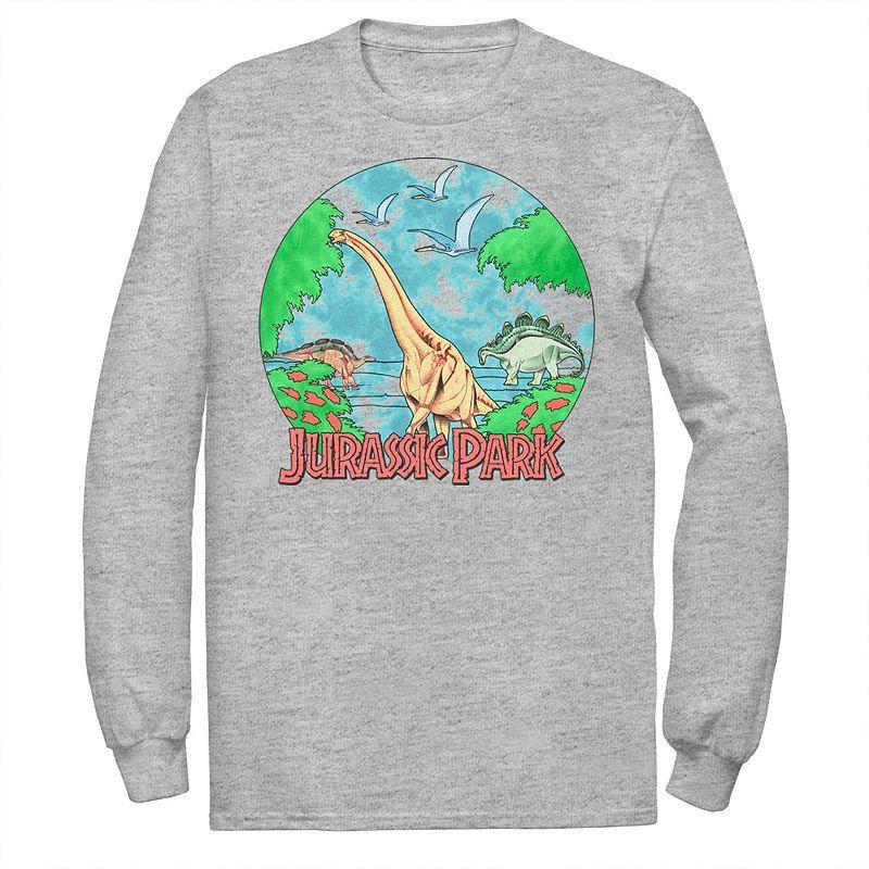 Men's Jurassic Park Retro Globe Watercolor Scene Tee, Size: Medium, White Product Image