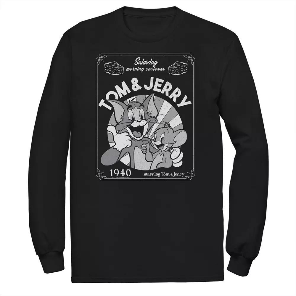 Big & Tall Tom and Jerry Saturday Morning Cartoons 1940 Portrait Long Sleeve Graphic Tee, Men's,  Product Image