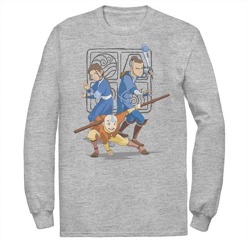 Men's Nickelodeon Avatar The Last Airbender Main Cast Group Shot Symbol Long Sleeve Graphic Tee,  Product Image