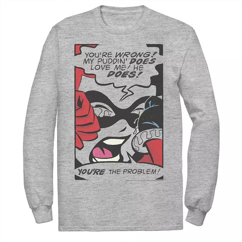 Men's DC Comics Harley Quinn Crying Comic Tee, Size: Large, Athletic Grey Product Image