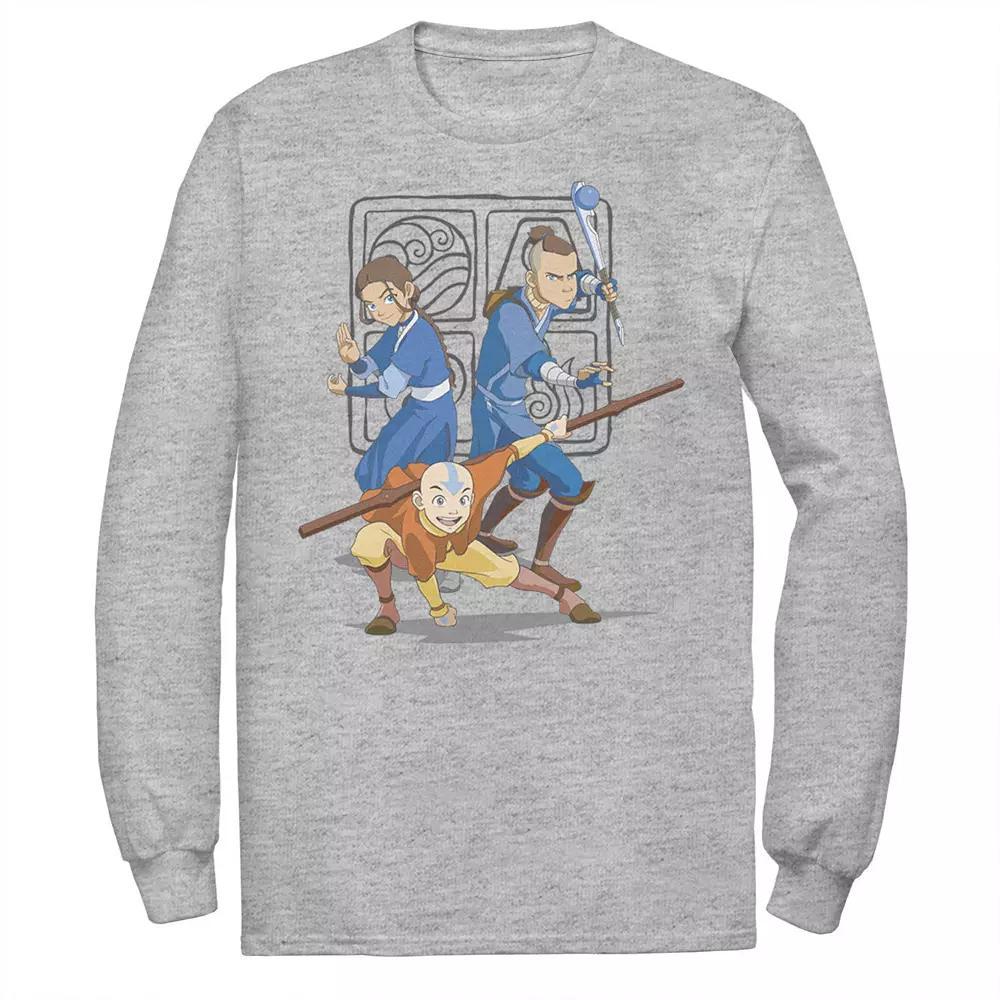 Men's Nickelodeon Avatar The Last Airbender Main Cast Group Shot Symbol Long Sleeve Graphic Tee,  Product Image