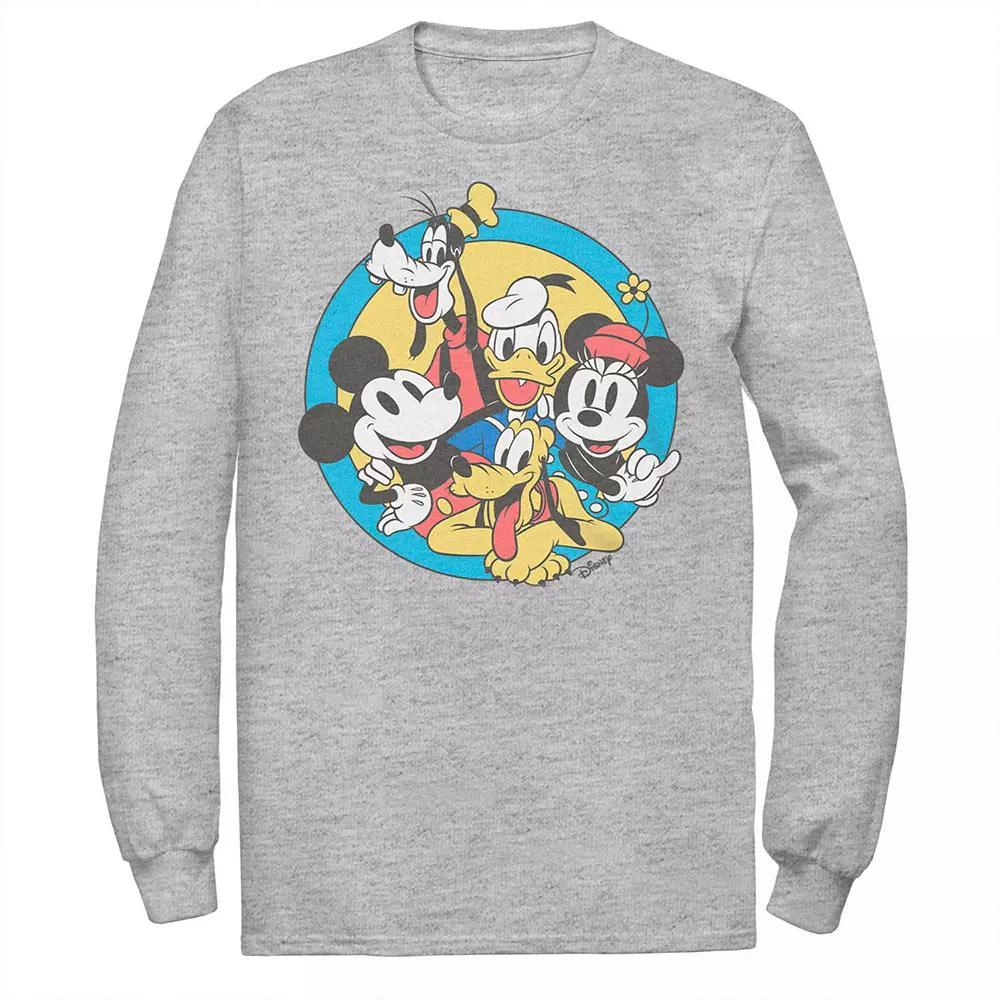 Men's Disney's Mickey And Friends Retro Group Shot Tee, Size: XXL, Athletic Grey Product Image