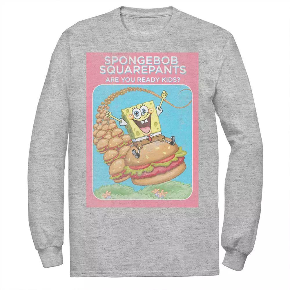 Men's SpongeBob SquarePants Are You Ready Kids Vintage Poster Tee, Size: Medium, Athletic Grey Product Image