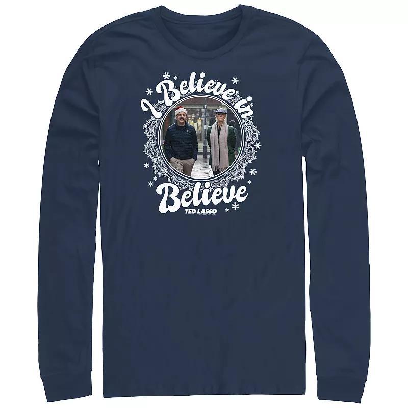 Big & Tall Ted Lasso I Believe In Believe Holiday Wreath Long Sleeve Graphic Tee, Men's, Size: 3XL, Blue Product Image