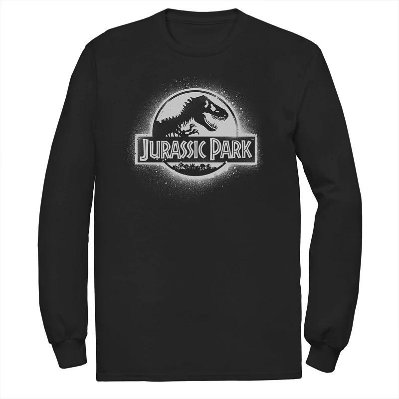 Men's Jurassic Park All White Spray Paint Stencil Movie Logo Tee, Size: Small, Blue Product Image