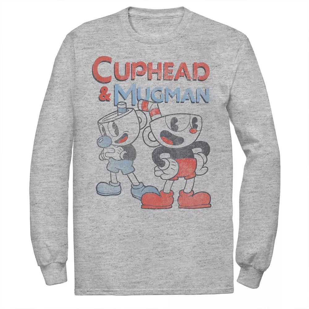 Men's Cuphead And Mugman Dynamic Duo Vintage Long Sleeve Graphic Tee, Size: Large, Athletic Grey Product Image