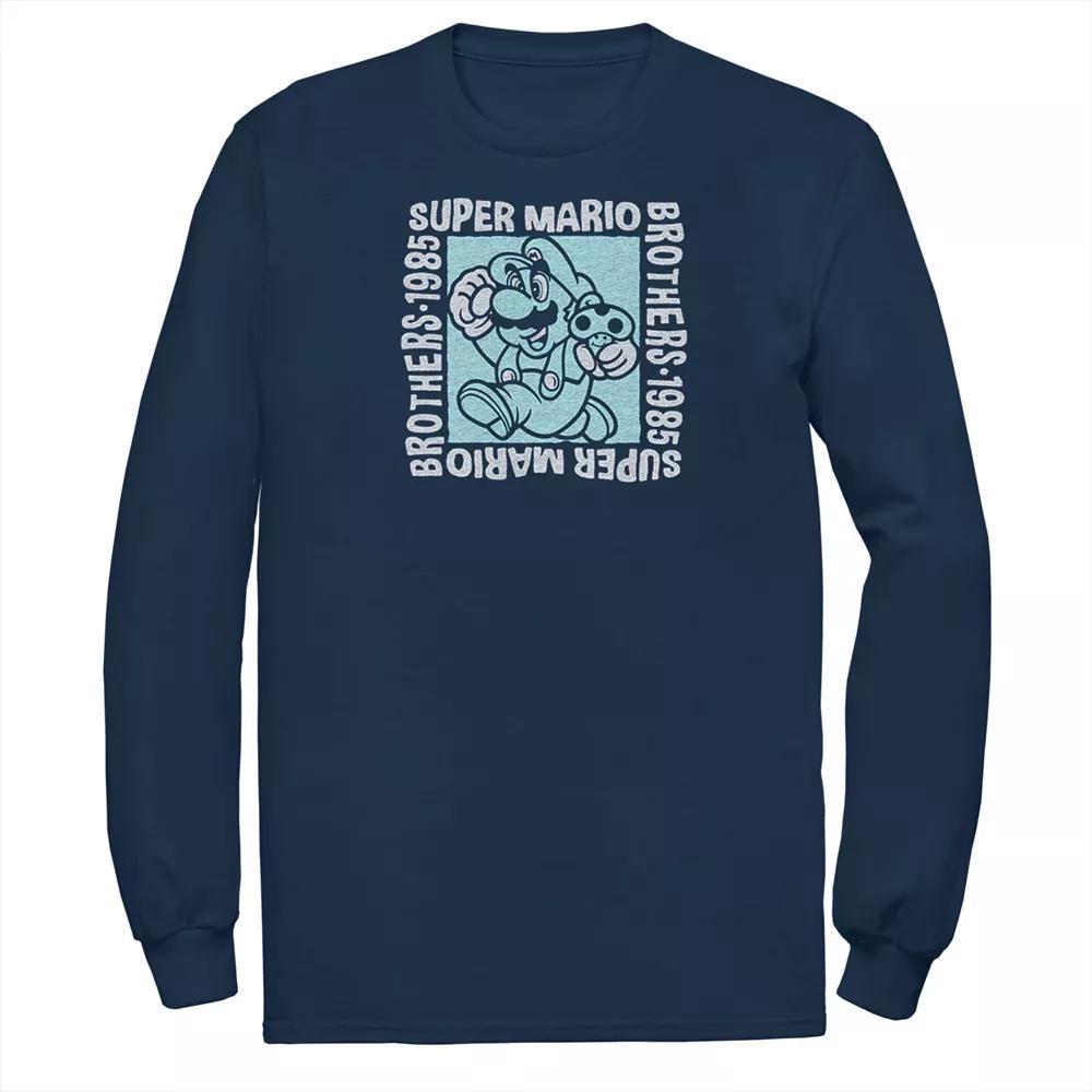 Men's Nintendo Brothers Box Long Sleeve Tee, Size: 5XL, Blue Product Image