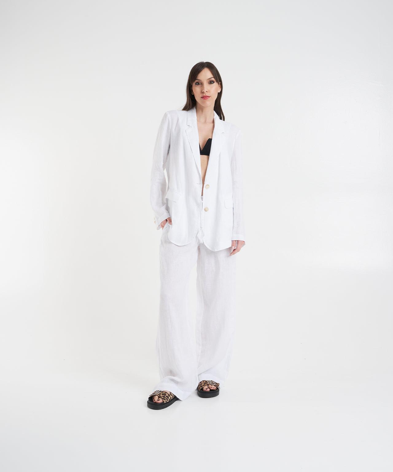 Linen single-breasted blazer Product Image